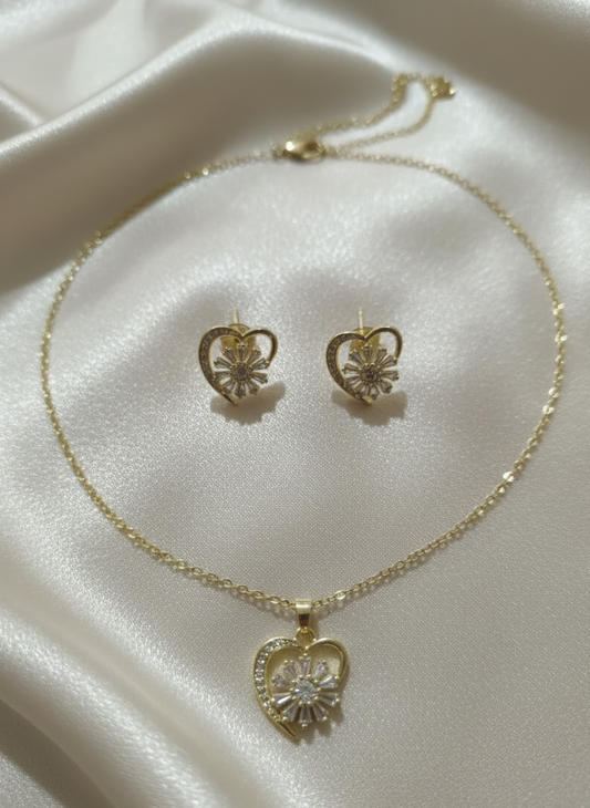 Eternal Heart Radiance Set – Necklace & Earrings