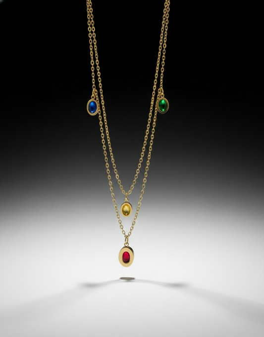 Celestial Gemstone Layered Necklace – Stories of Color, Balance & Grace