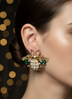 Queen Bee Pearl Earrings – Power, Prosperity & Poise in Gold