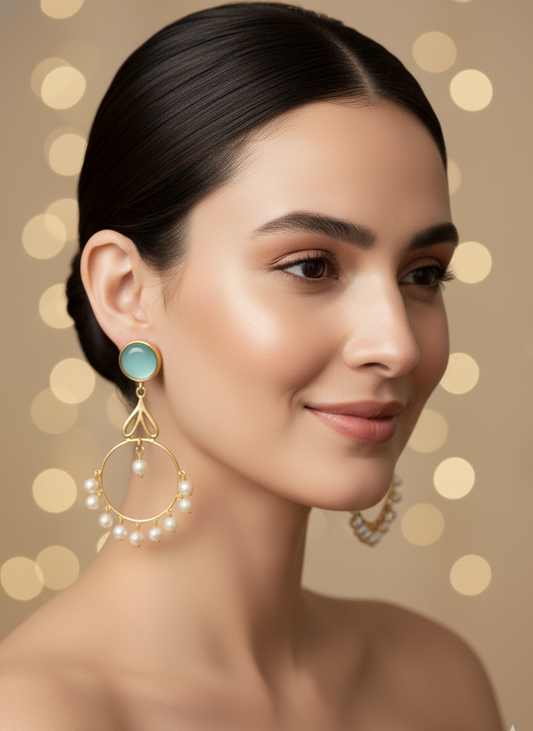 Prexela Ocean Luxe Pearl Hoop Earrings | Gold-Plated Statement Earrings for Elegant Women