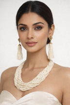 Maharani Ivory Cascade Pearl Necklace Set | Luxury Multi-Layer Traditional Jewellery for Women