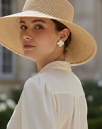 Prexela 'White Mother-of-Pearl' Clover Stud Earrings | 18k Gold-Tone Finish