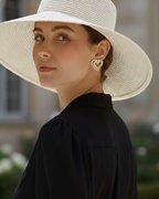 Pearl Heart Outline Earrings | Gold-Tone Finish