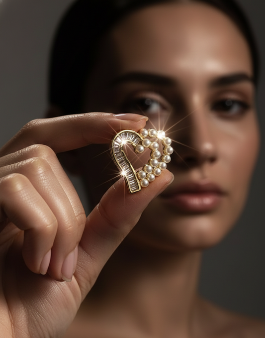 Pearl Heart Outline Earrings | Gold-Tone Finish