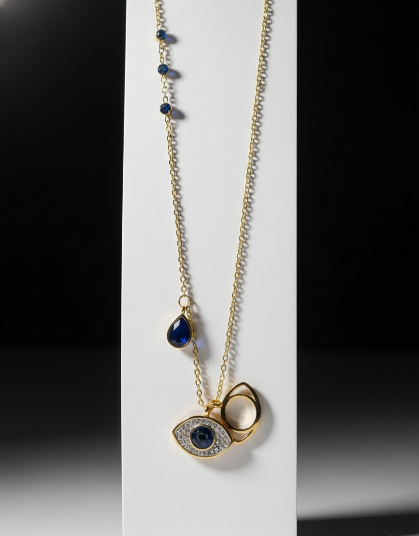 Evil Eye Charm Necklace – A Symbol of Protection in Golden Grace