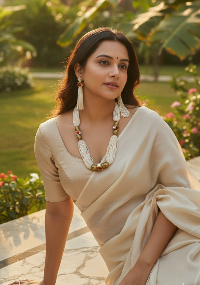 Prexela Rajnigandha Pearl Necklace Set | Luxury Multi-Strand Traditional Jewellery for Women