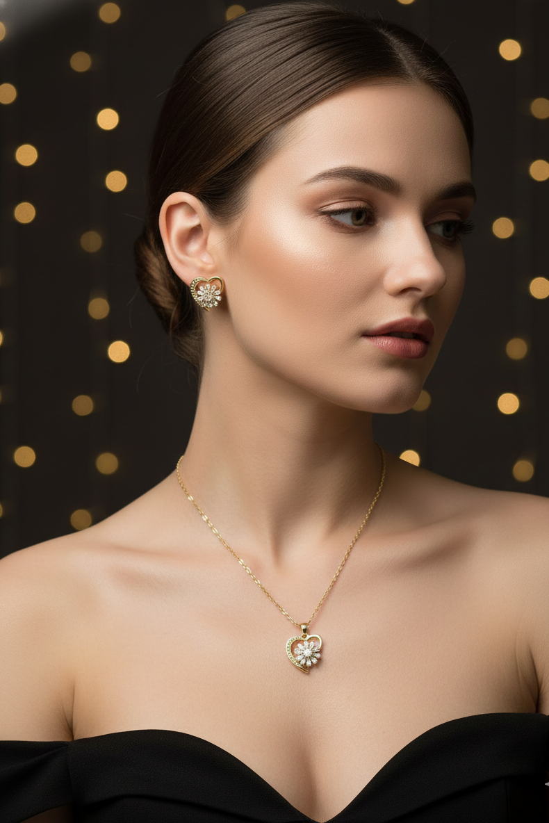 Eternal Heart Radiance Set – Necklace & Earrings