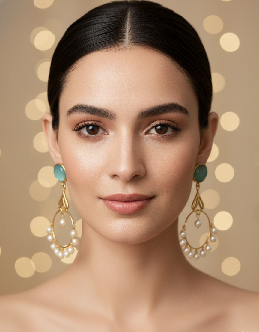 Prexela Ocean Luxe Pearl Hoop Earrings | Gold-Plated Statement Earrings for Elegant Women