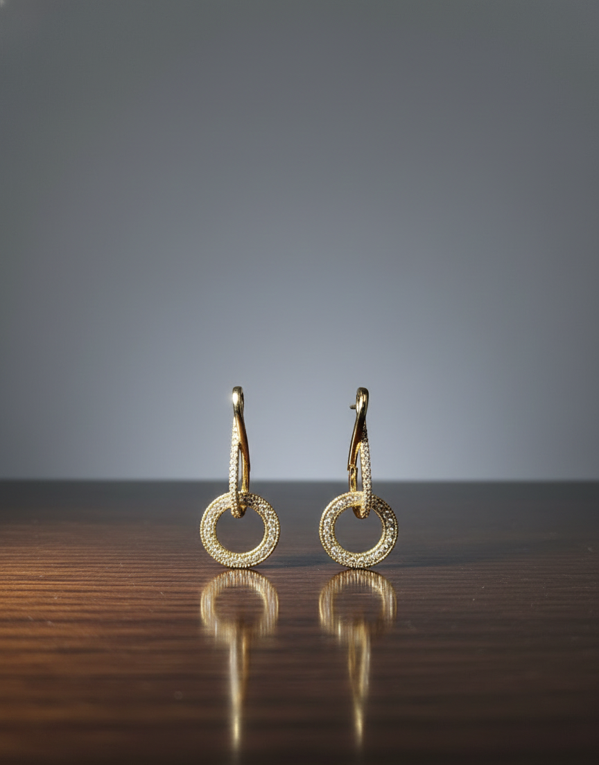 Interlinked Circle Crystal Earrings – Gold-Tone Finish