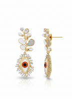 Evil Eye Leaf Drop Earrings | Protective Luxury Statement Jewellery