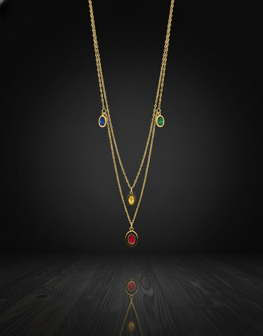Celestial Gemstone Layered Necklace – Stories of Color, Balance & Grace