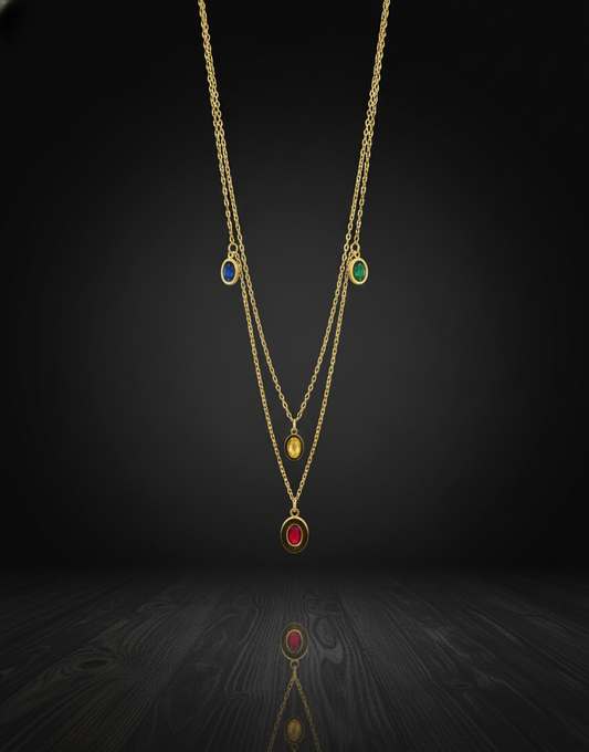 Celestial Gemstone Layered Necklace – Stories of Color, Balance & Grace