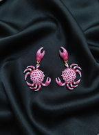 Pink Crab Drop Earrings | Playful Statement Jewellery