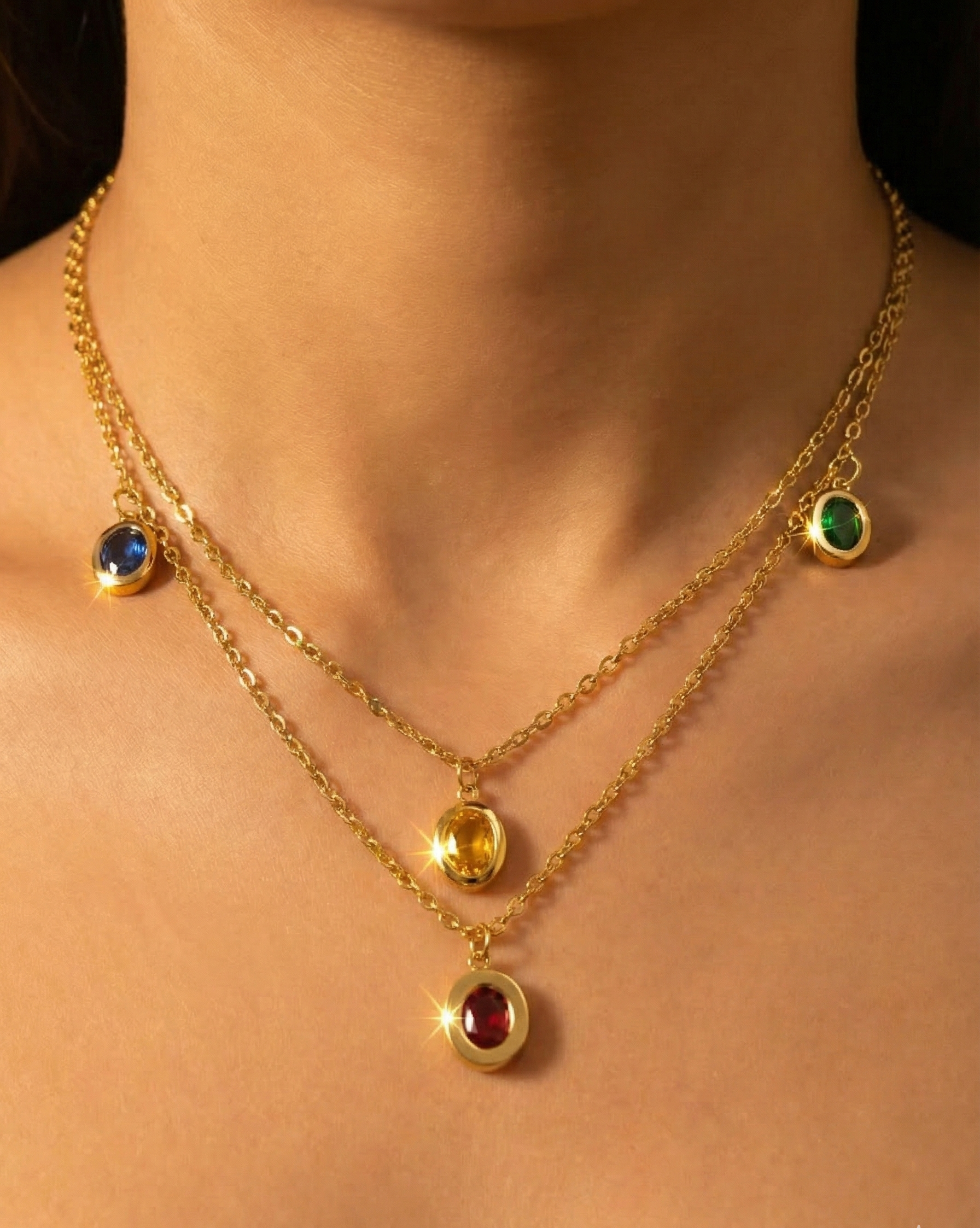 Celestial Gemstone Layered Necklace – Stories of Color, Balance & Grace