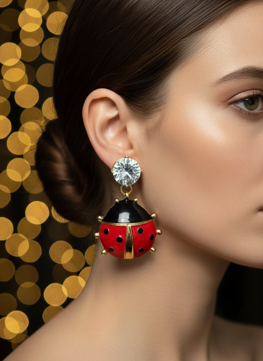 Ladybug Drop Earrings | Playful Luxe Statement Jewellery
