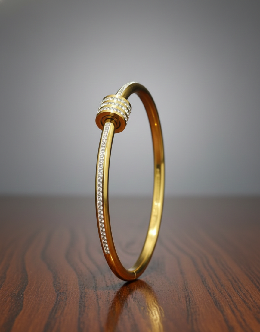 Sleek Crystal Detail Bracelet | Gold-Tone Finish