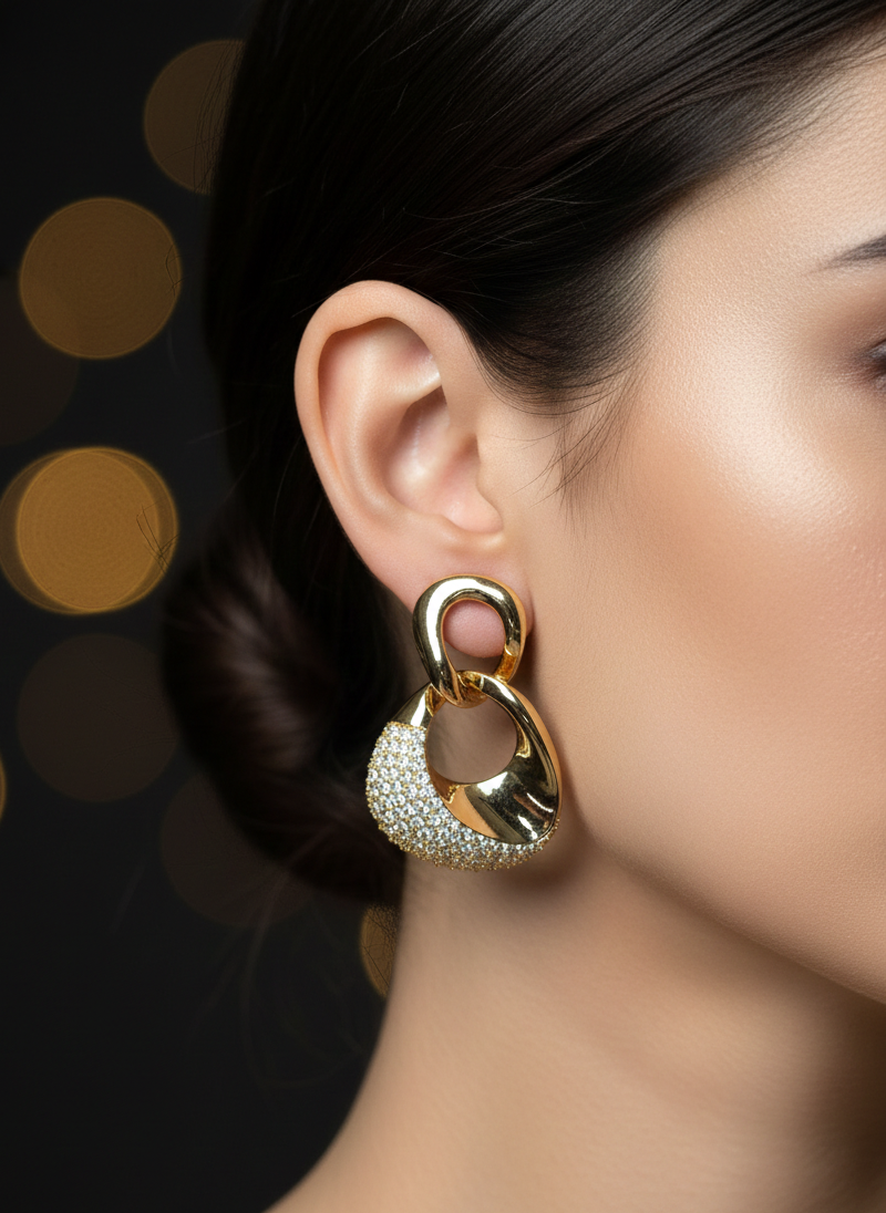 Infinite Glow Link Earrings – Strength Woven in Gold