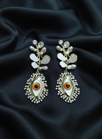 Evil Eye Leaf Drop Earrings | Protective Luxury Statement Jewellery