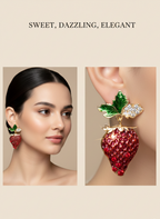 Scarlet Strawberry Earrings – A Taste of Romance in Gold