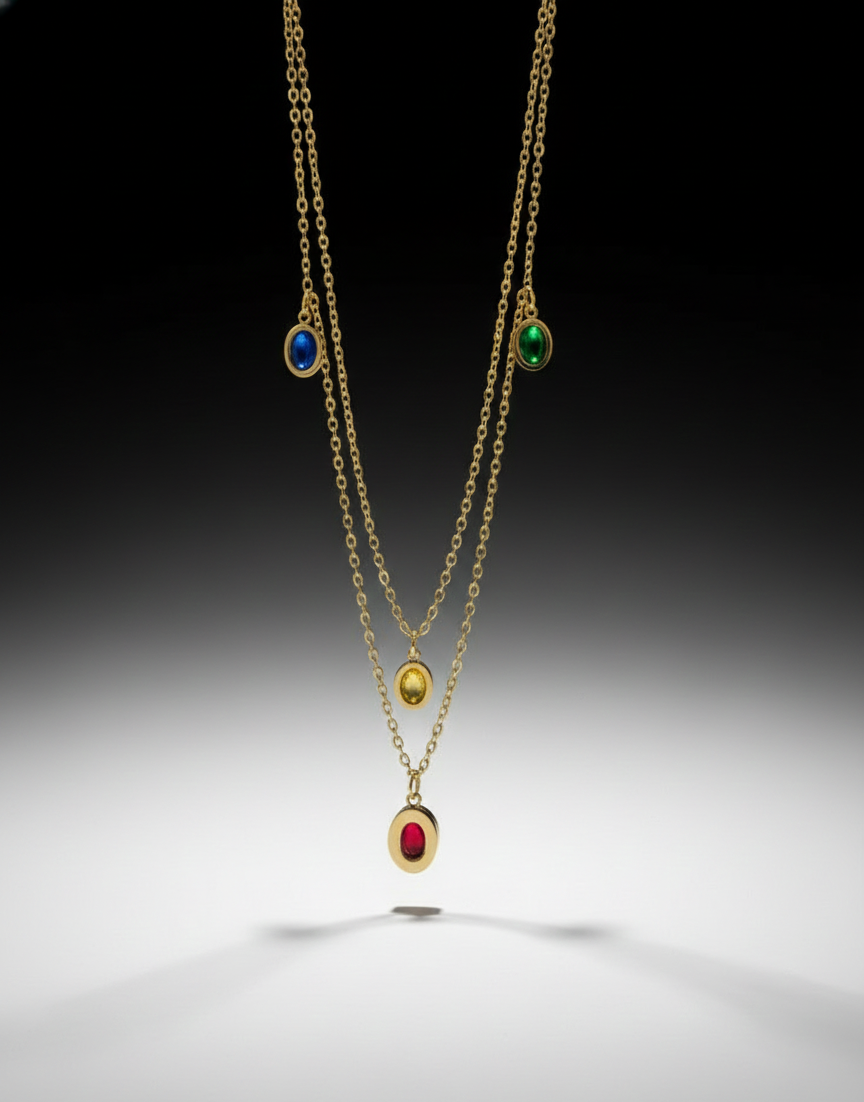 Celestial Gemstone Layered Necklace – Stories of Color, Balance & Grace