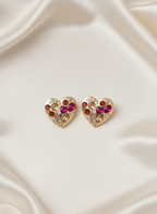 Heart of Fire Stud Earrings – Passion Set in Gold