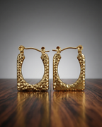 Hammered Square Hoop Earrings | Gold-Tone Finish