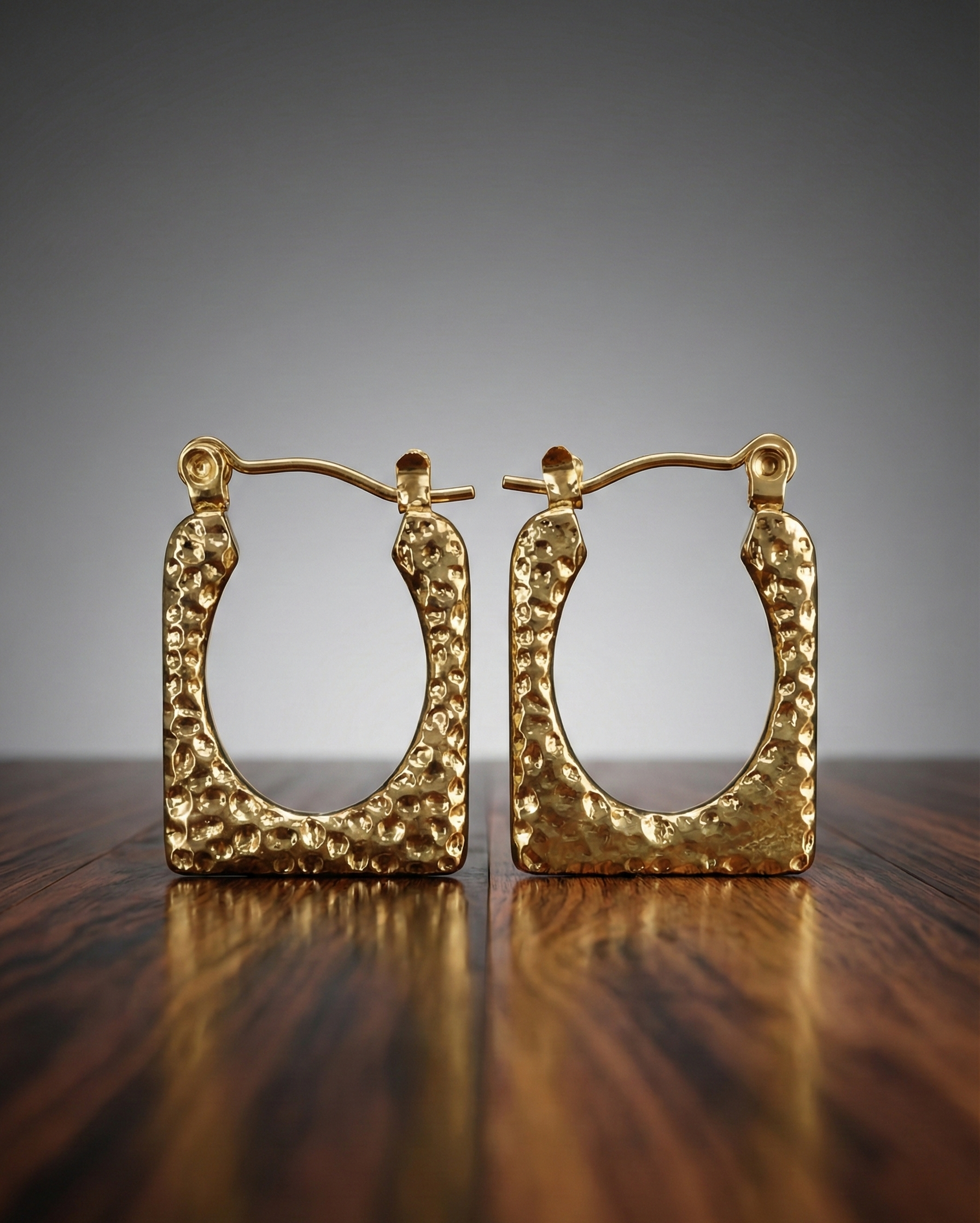 Hammered Square Hoop Earrings | Gold-Tone Finish