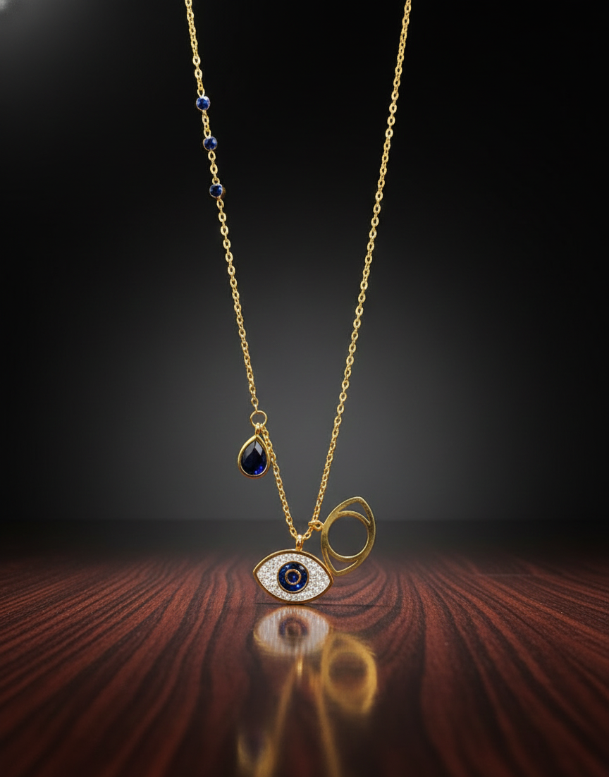 Evil Eye Charm Necklace – A Symbol of Protection in Golden Grace