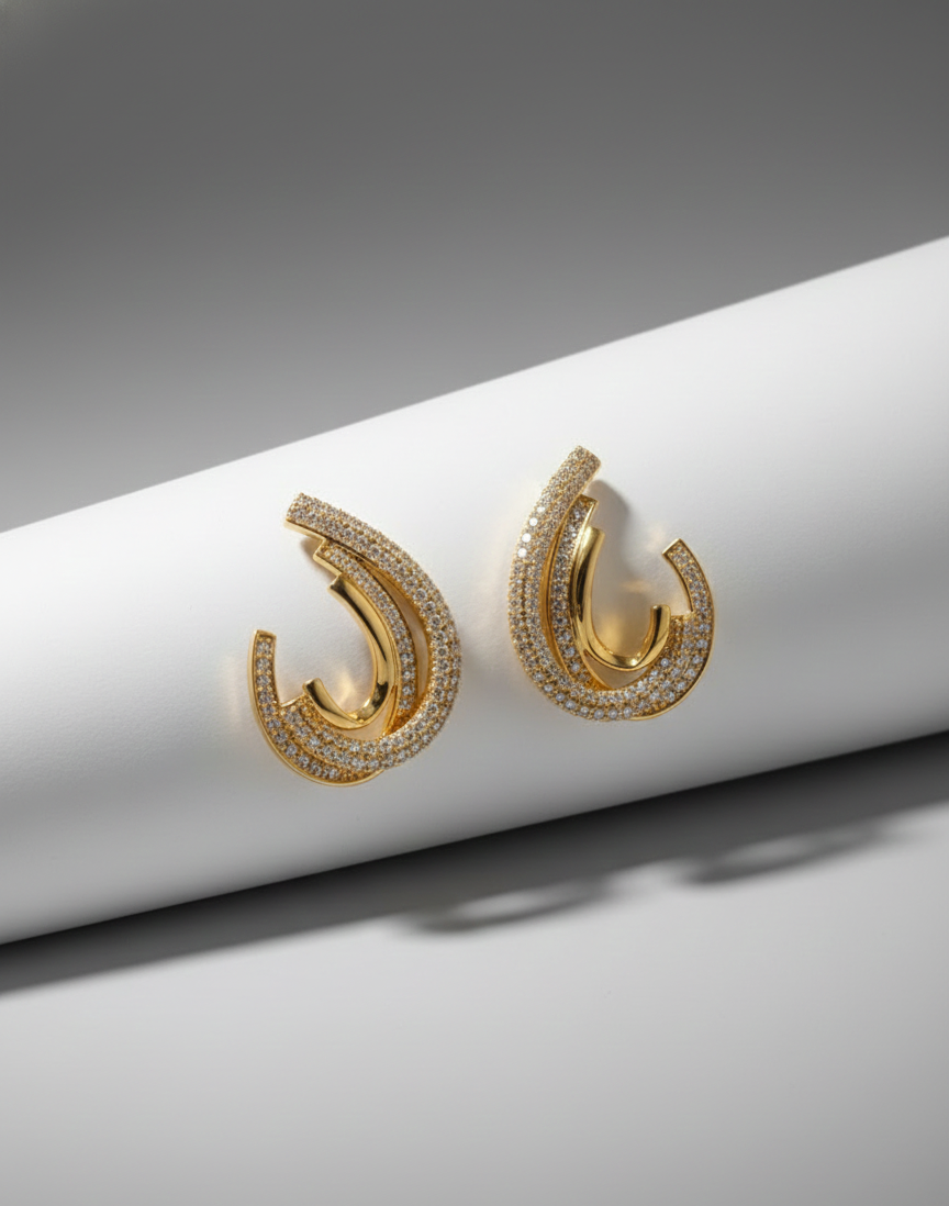 Golden Arc Statement Earrings – Where Movement Meets Modern Luxury